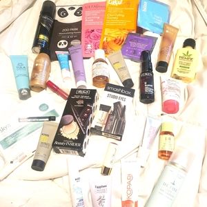 makeup bag full of samples